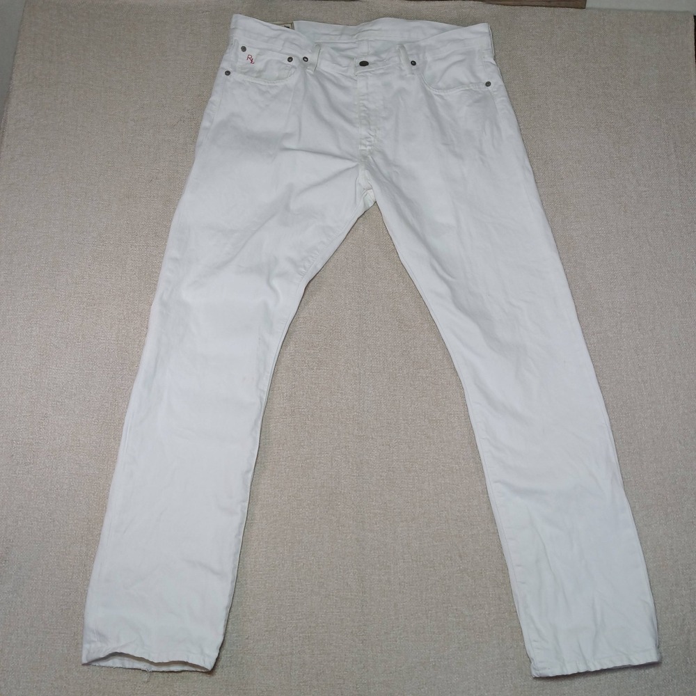 Polo Ralph Lauren Mens 36x32 White Authentic Dungarees Straight Leg Jeans